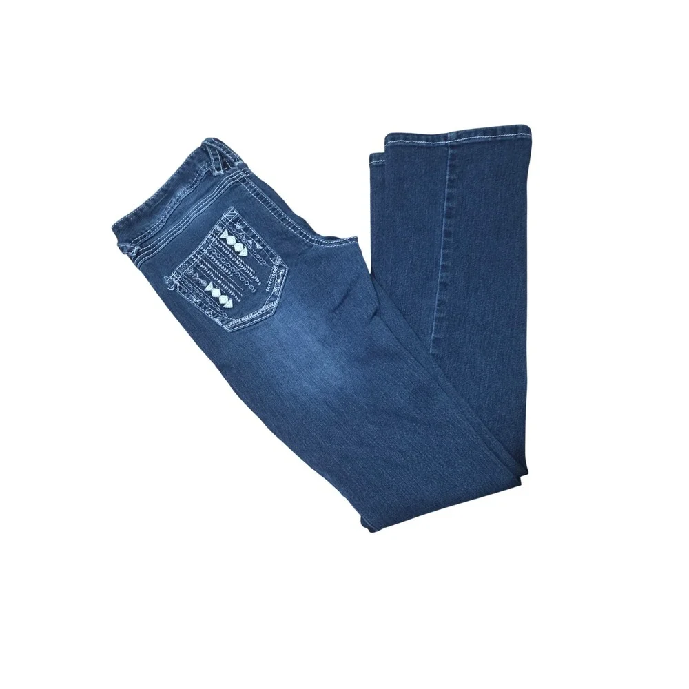 Red Camel Womens Blue Denim Jeans Rhinestone Embellished Pockets Bootcut Size 9‎ - Picture 11 of 12